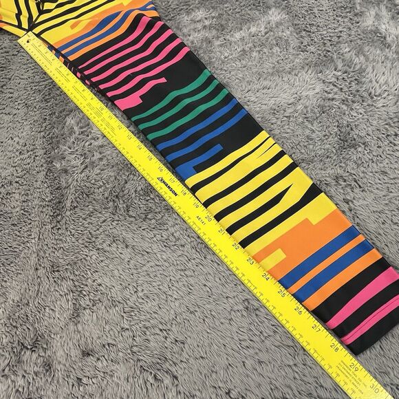 Nike Leggings Womens Small Black Rainbow Striped Athletic Ankle Stretch - Picture 9 of 12